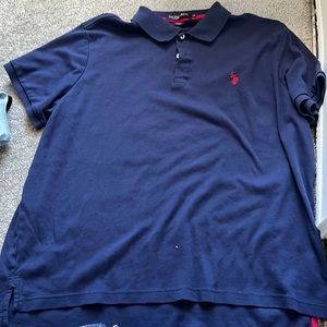 navy blue polo shirt